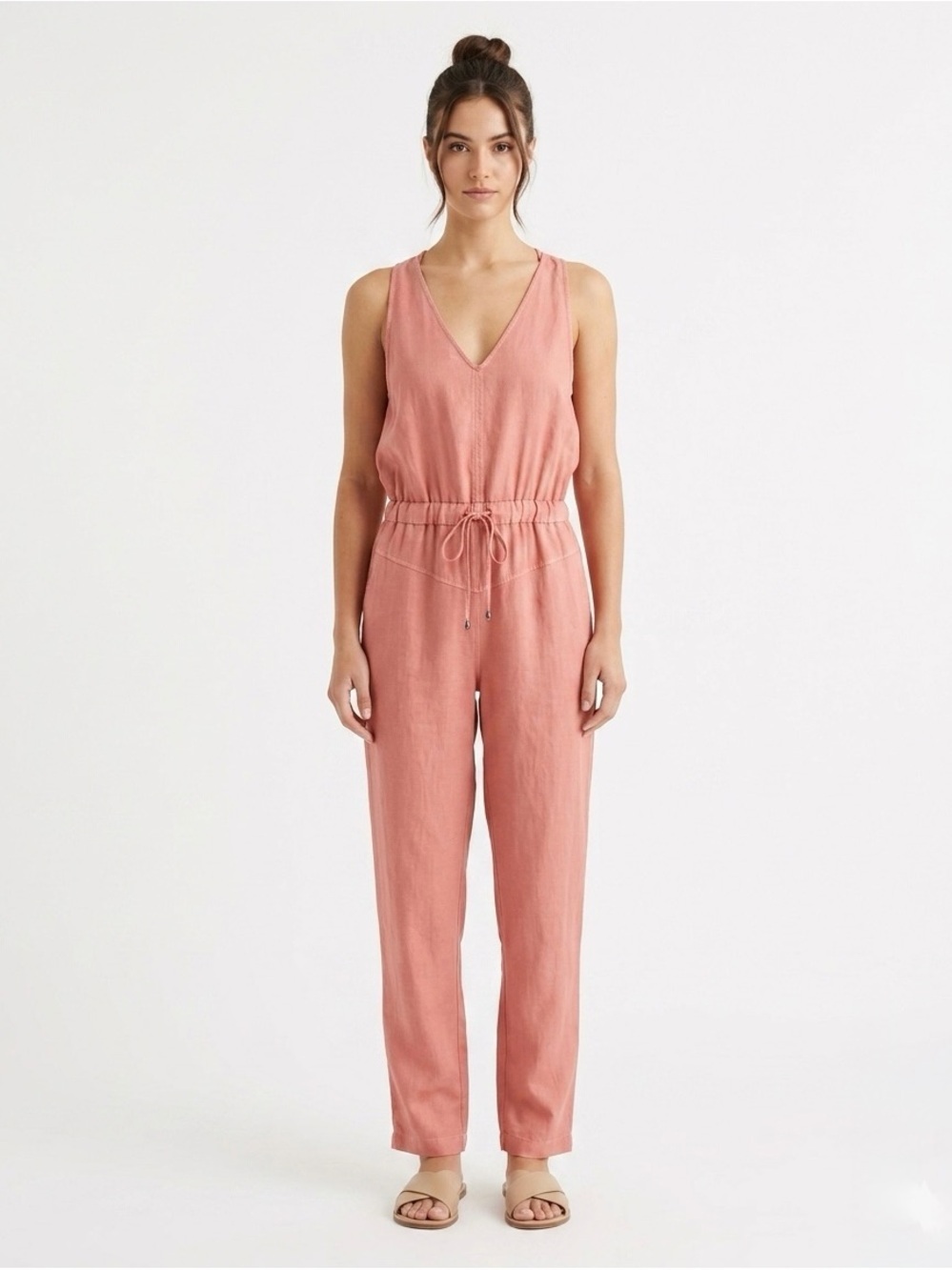 [Young Fabulous & Broke]  Pink Linen Jumpsuit